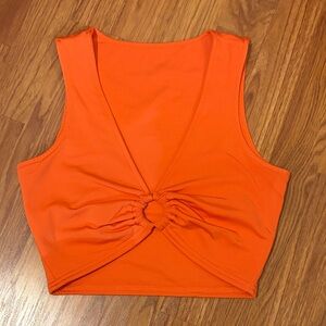 Orange Sleeveless Twist Front Top